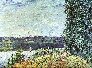 Alfred Sisley The Banks of the Seine : Wind Blowing France oil painting reproduction